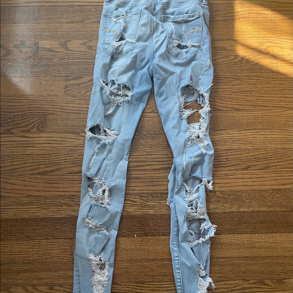 COPY - Extreme distressed AE Super High Rise Jeggings